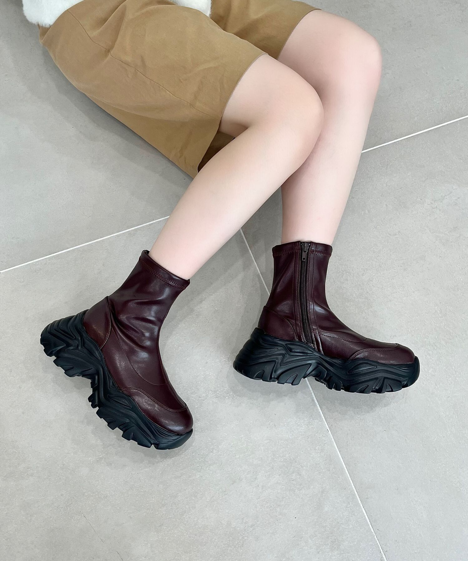 ORiental TRaffic「【 軽量 ・ 厚底 】 スニーカーソール ショートブーツ /41412 ストレッチ 美脚」|スニーカー|