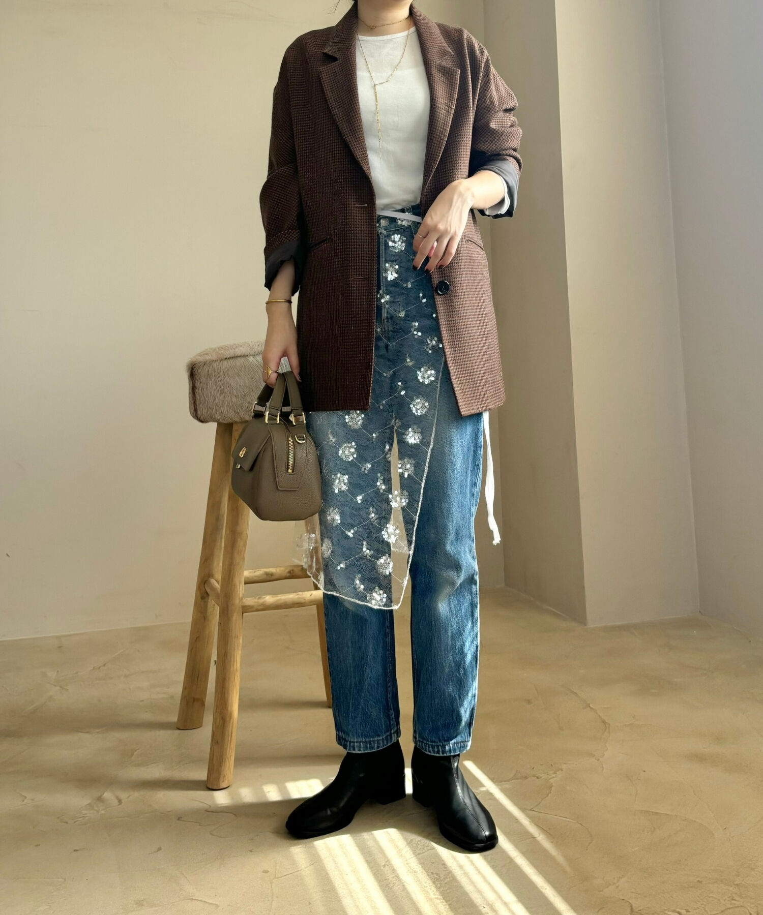 WA Oriental TRaffic「●2024秋冬新作●バックジップスクエアトゥストレッチブーツ/42403」|ショートブーツ|