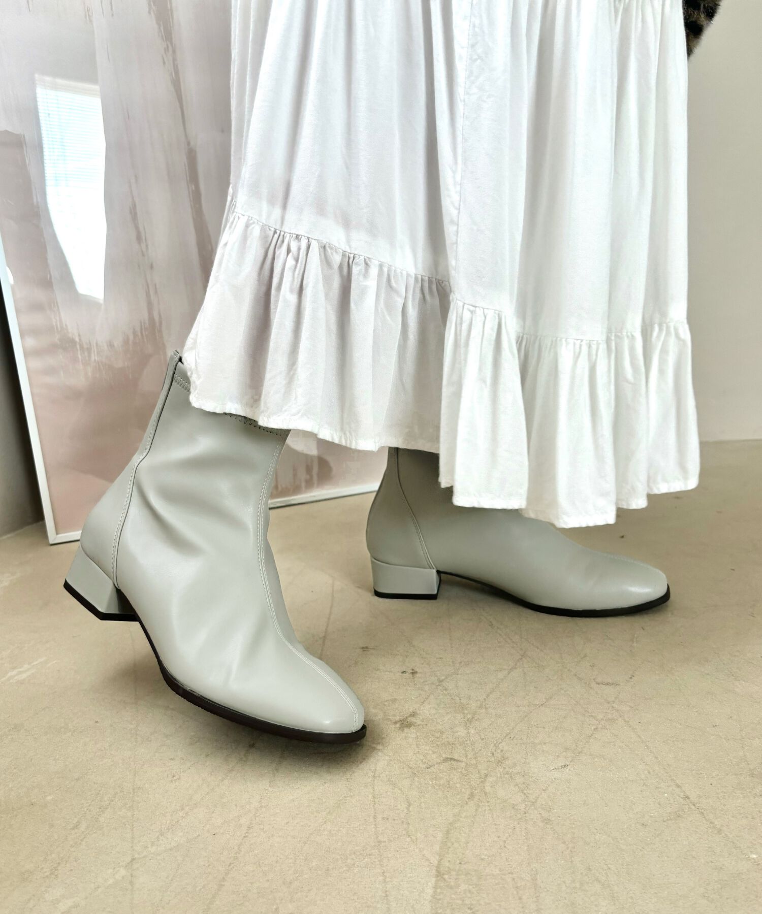 WA Oriental TRaffic「●2024秋冬新作●バックジップスクエアトゥストレッチブーツ/42403」|ショートブーツ|