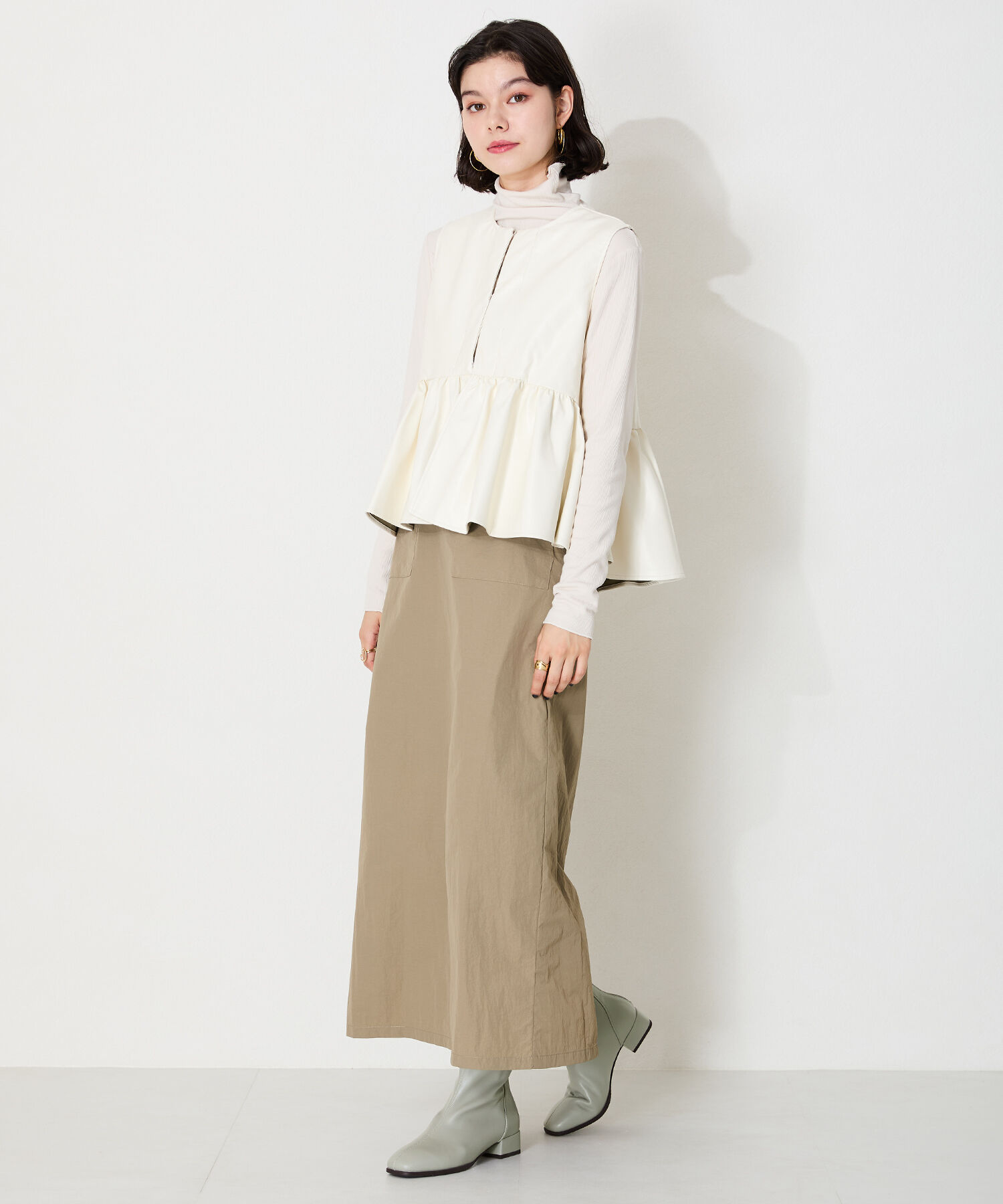 WA Oriental TRaffic「●2024秋冬新作●バックジップスクエアトゥストレッチブーツ/42403」|ショートブーツ|