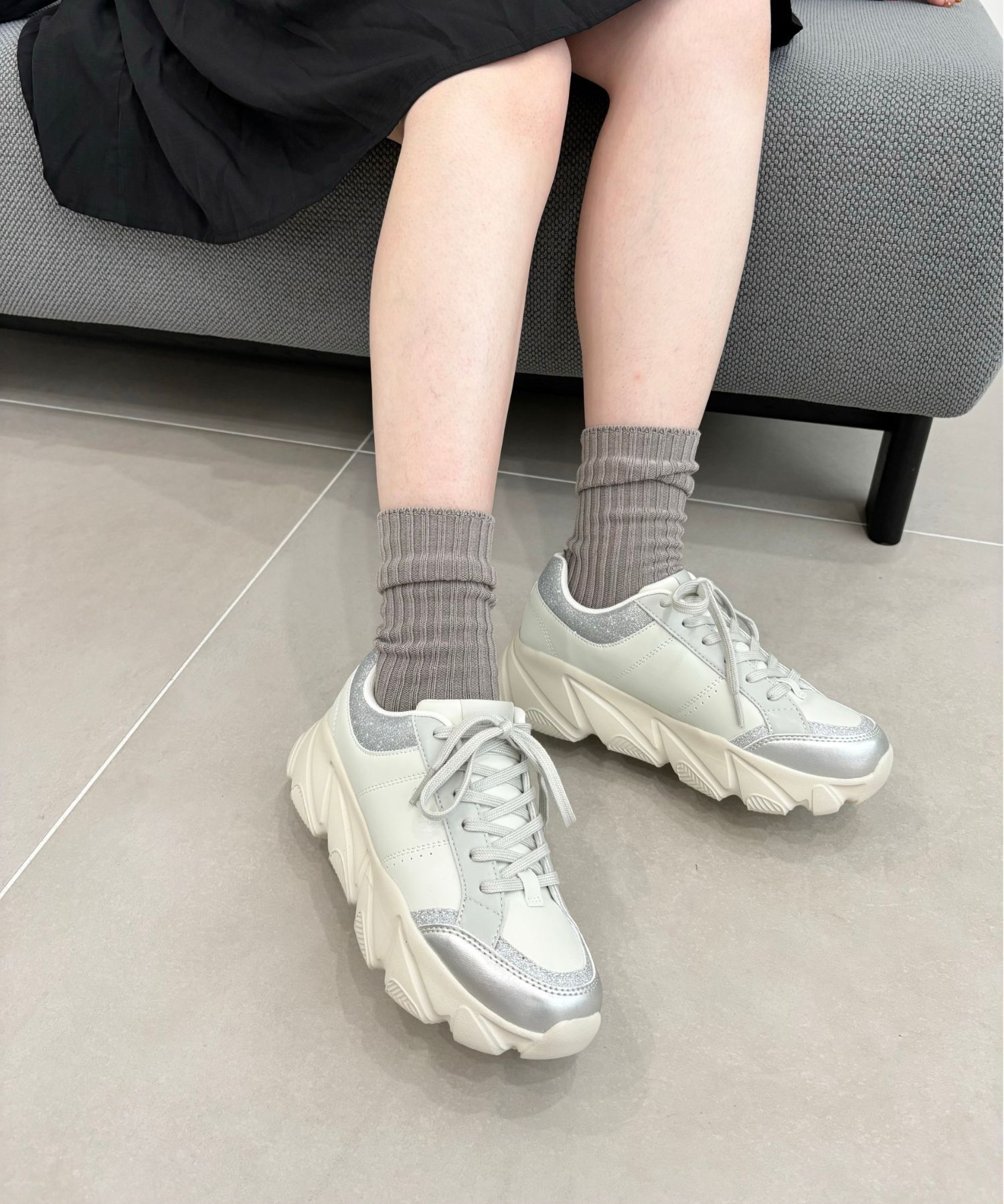 ORiental TRaffic「グリッター&times;スムース厚底スニーカー/OT3741」|スニーカー|