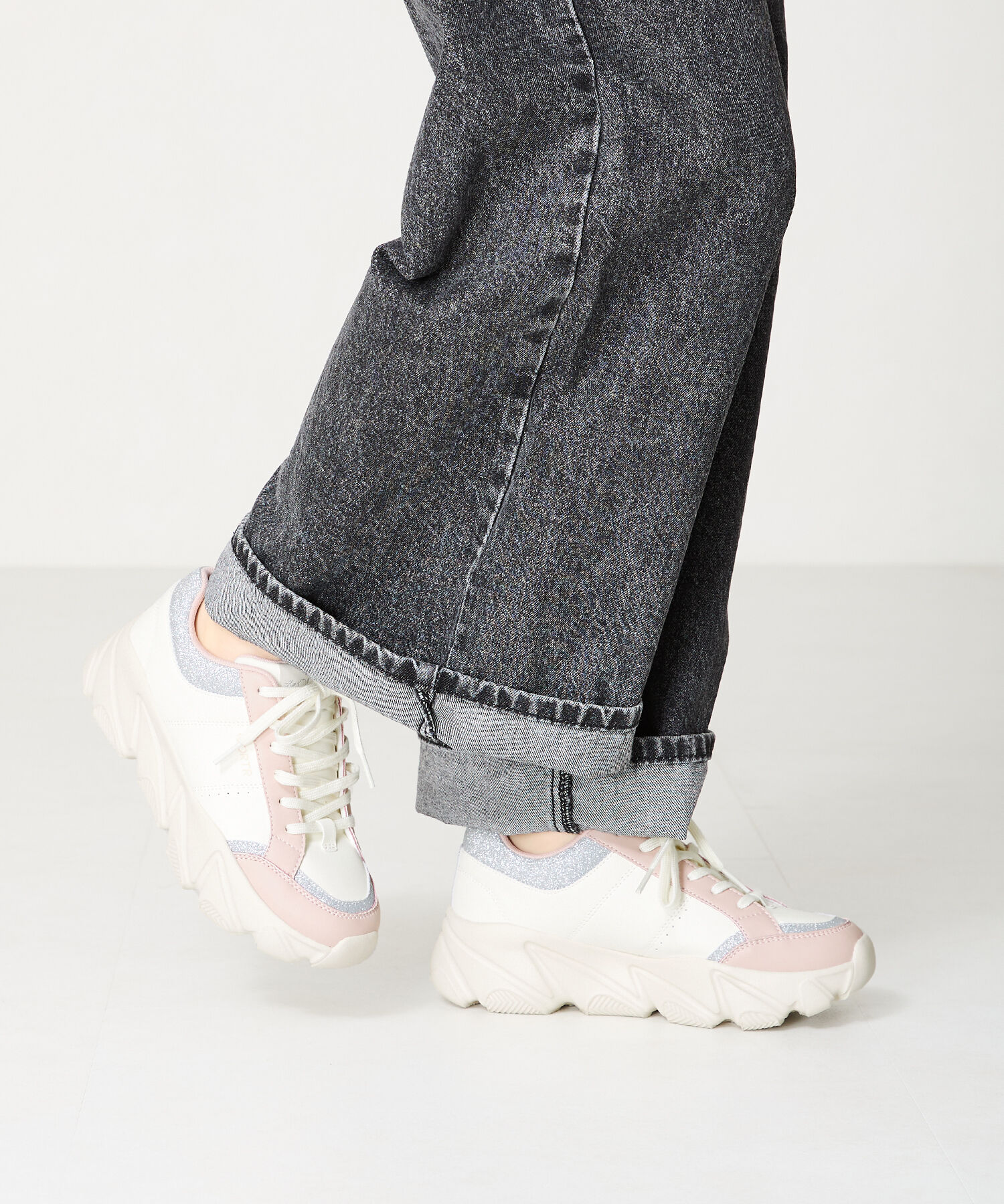 ORiental TRaffic「グリッター&times;スムース厚底スニーカー/OT3741」|スニーカー|PINK