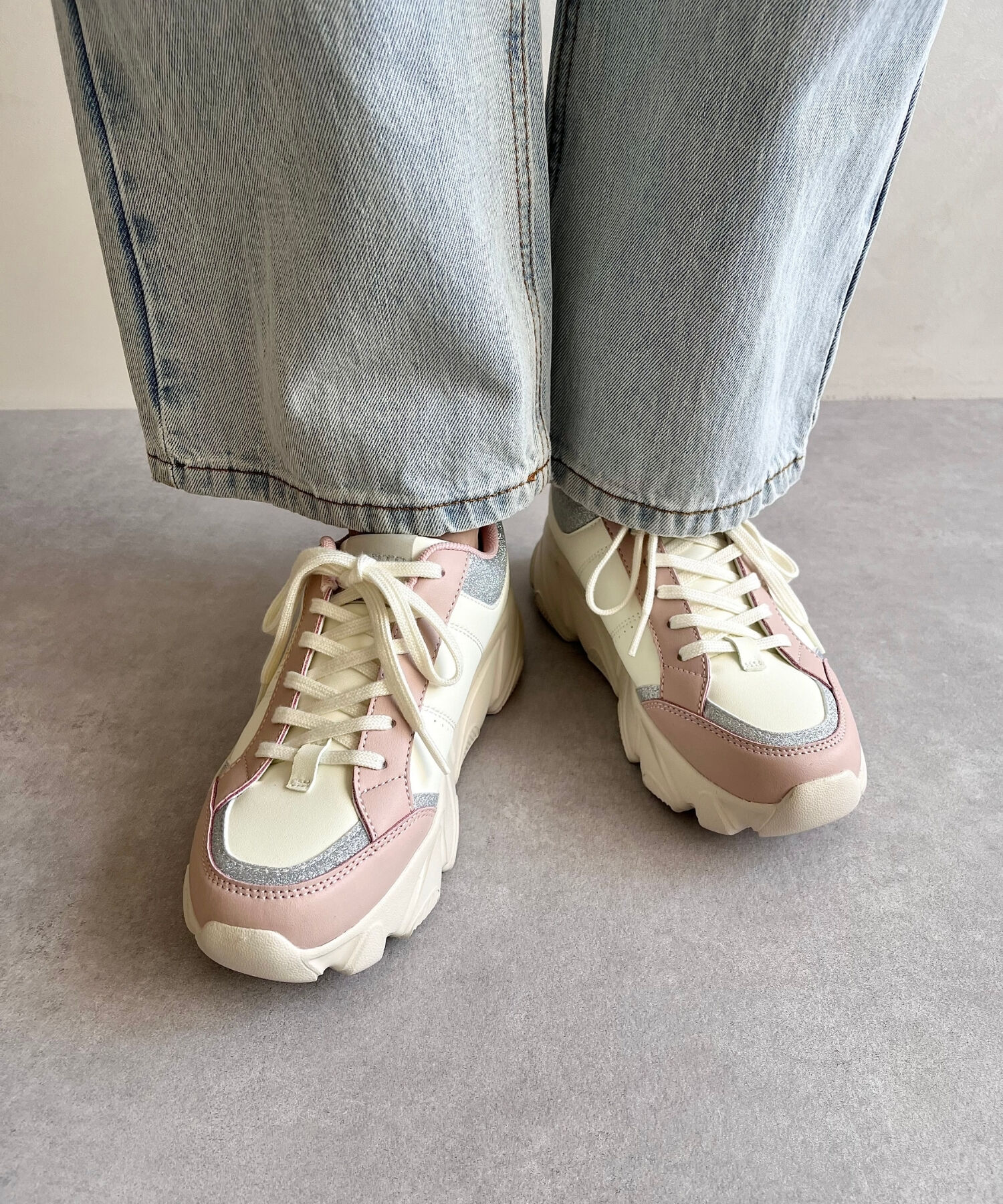 ORiental TRaffic「グリッター&times;スムース厚底スニーカー/OT3741」|スニーカー|