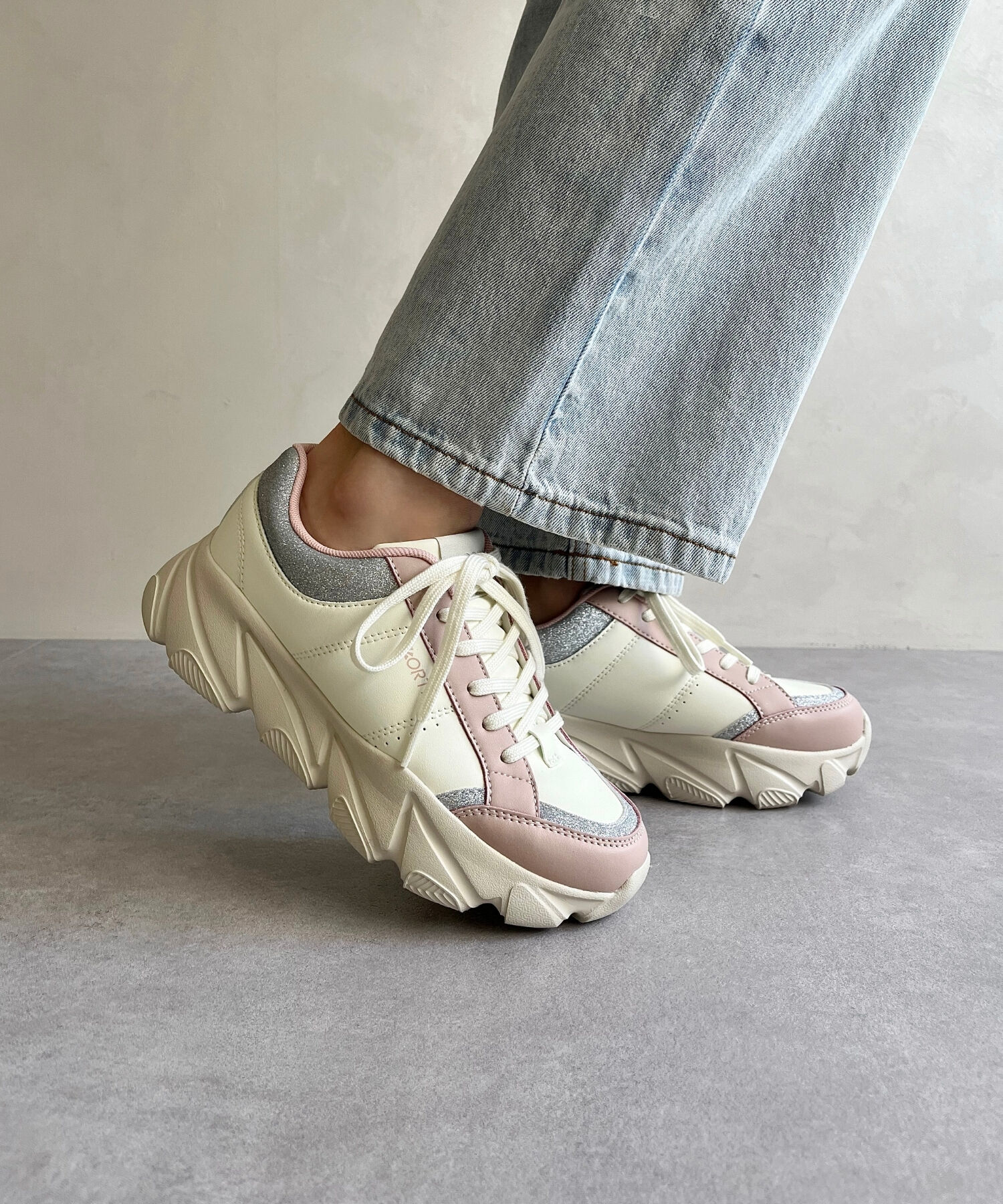 ORiental TRaffic「グリッター&times;スムース厚底スニーカー/OT3741」|スニーカー|