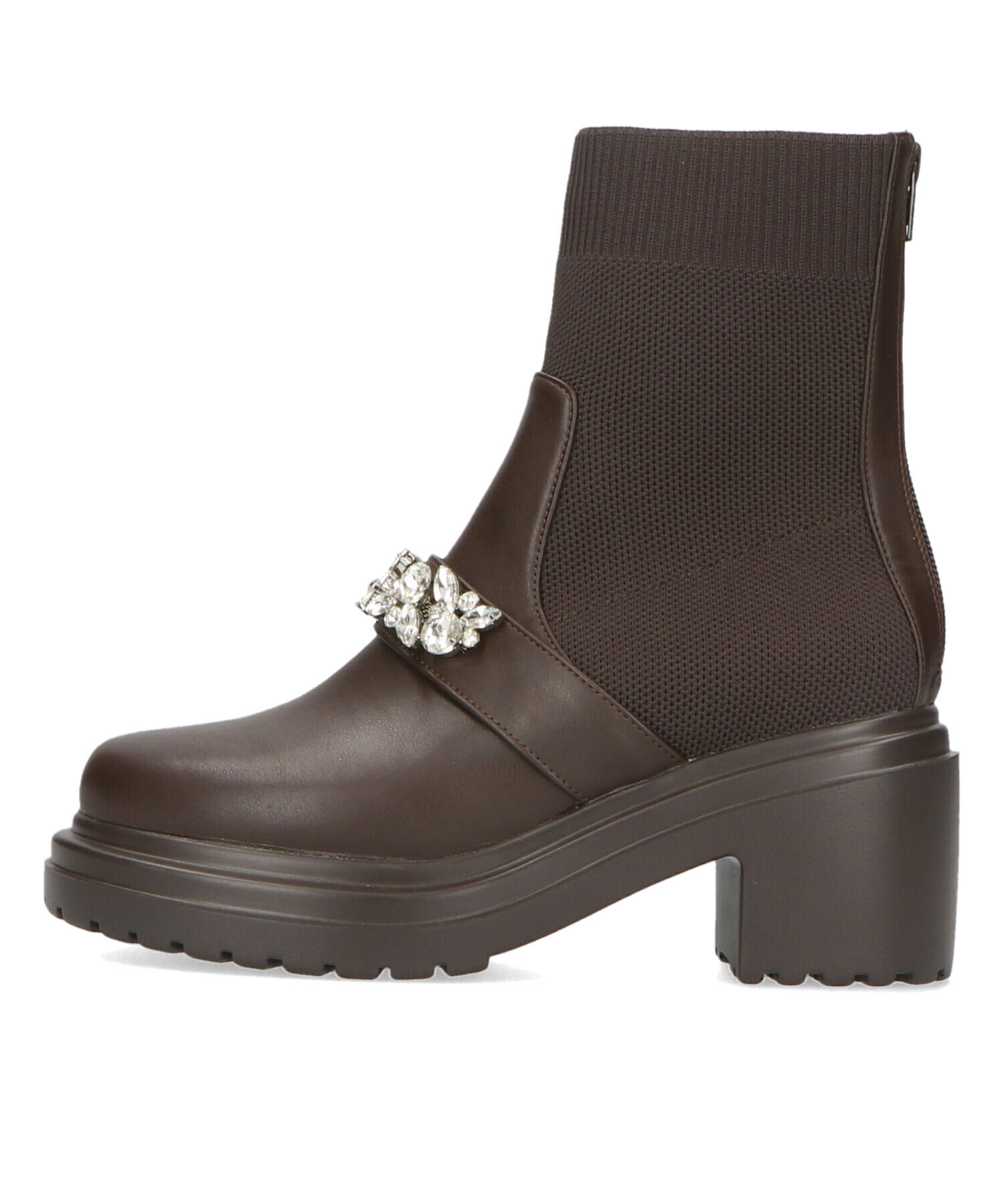 ORiental TRaffic「●2024秋冬新作●ビジューベルトニットドッキングブーツ/41415」|ショートブーツ|