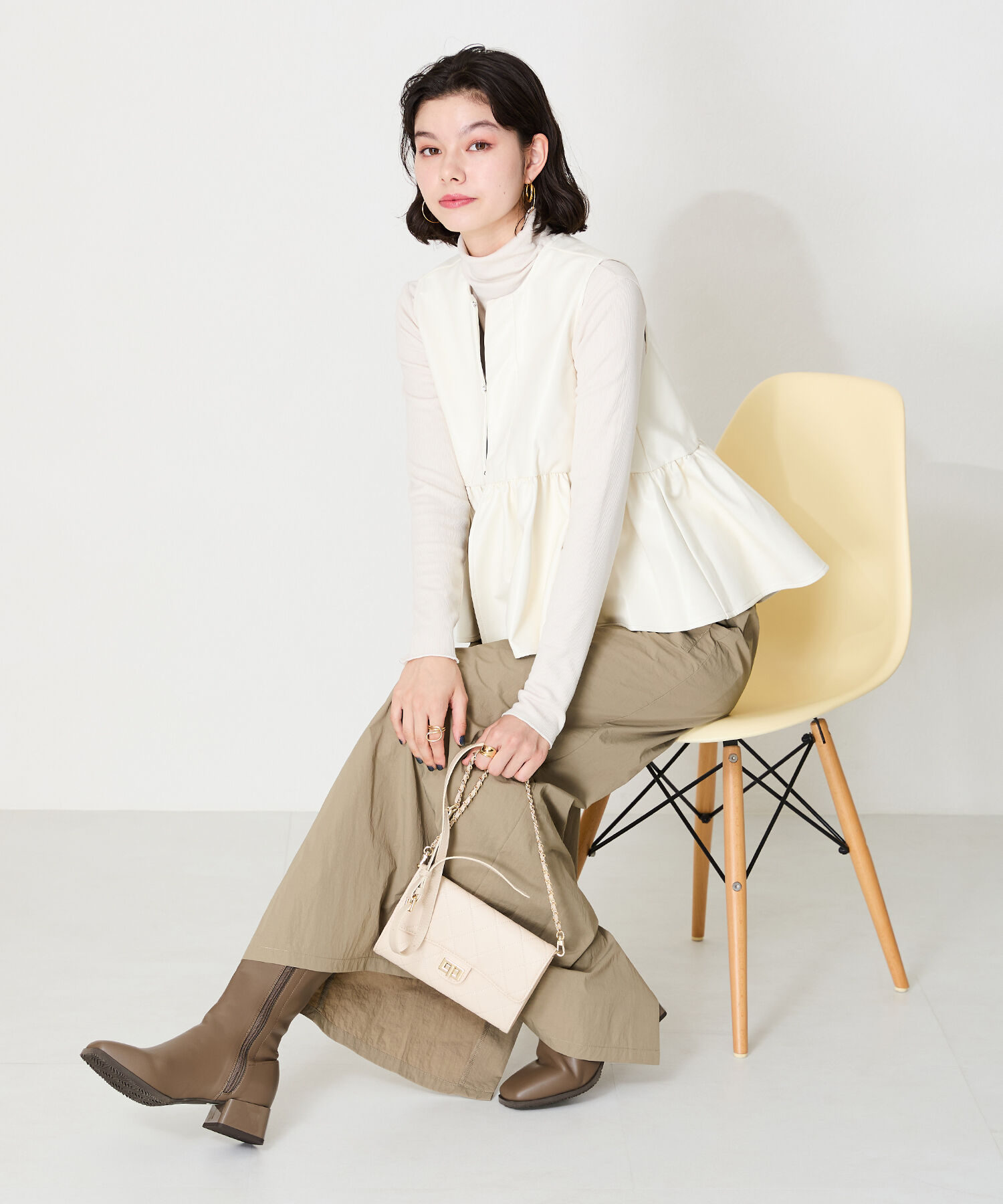 ORiental TRaffic「スクエアトゥ ミドルヒール ロングブーツ /41502 ヒール5ｃｍ」|ロングブーツ|