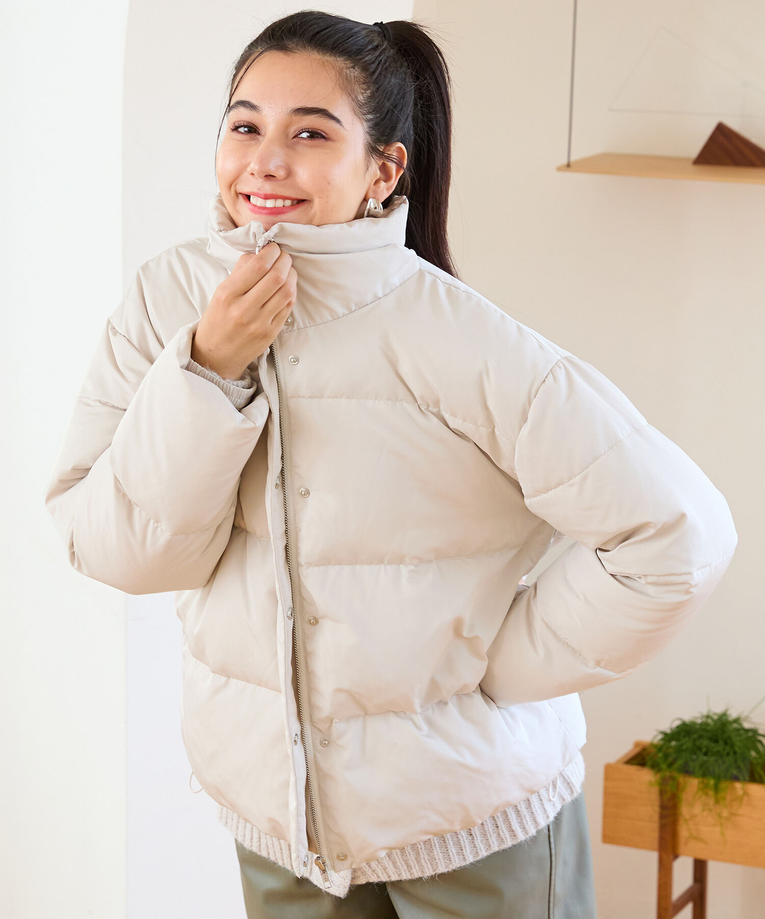 ORiental TRaffic「スタンドネック ボリューム ダウン ジャケット /MO43D01」|ダウン|