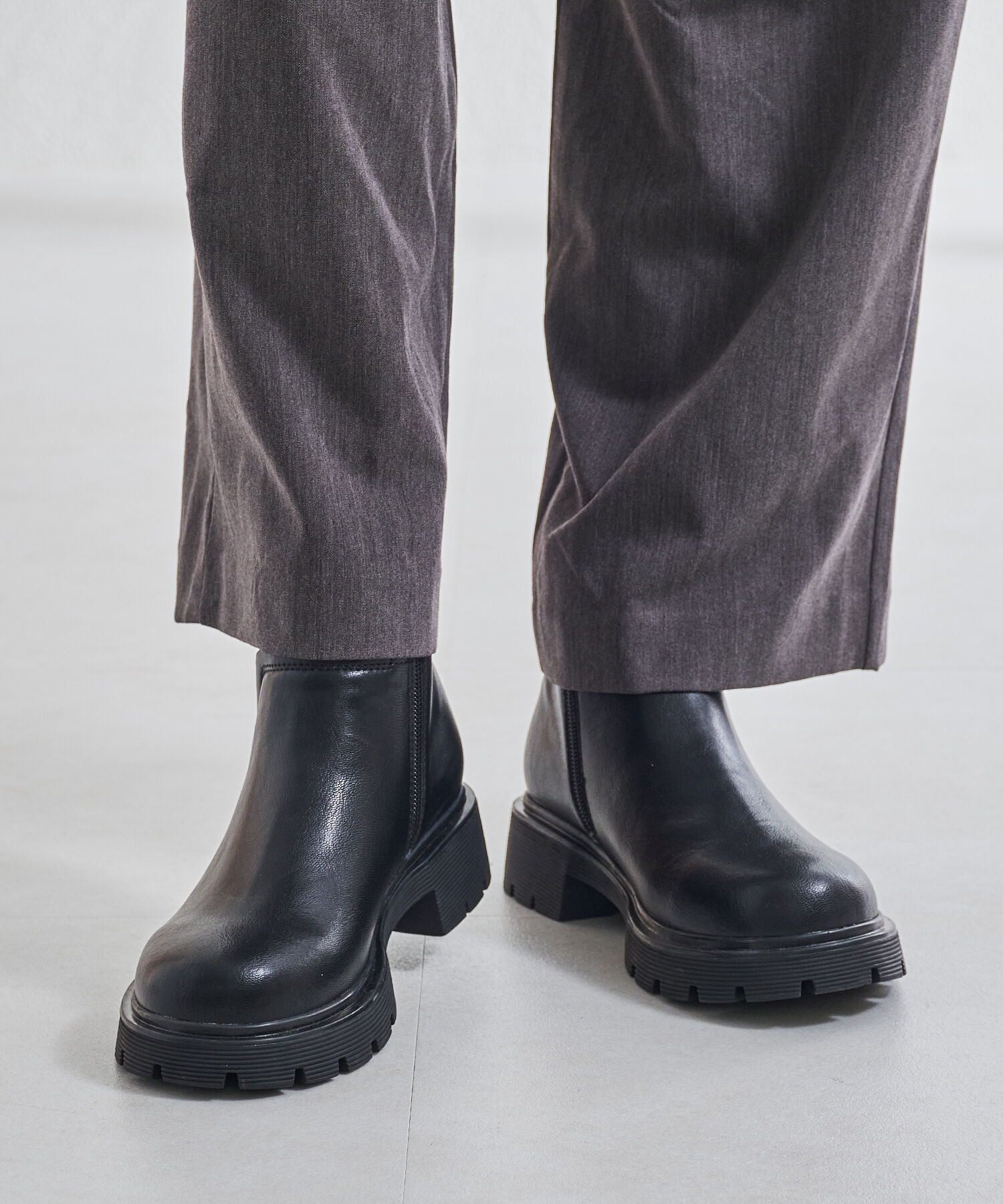 ORiental TRaffic「●2024秋冬新作●ニットドッキングタンクソールブーツ/41439」|ショートブーツ|