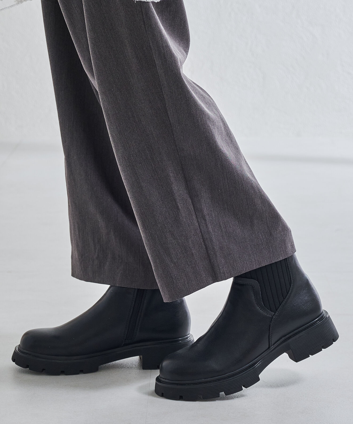 ORiental TRaffic「●2024秋冬新作●ニットドッキングタンクソールブーツ/41439」|ショートブーツ|