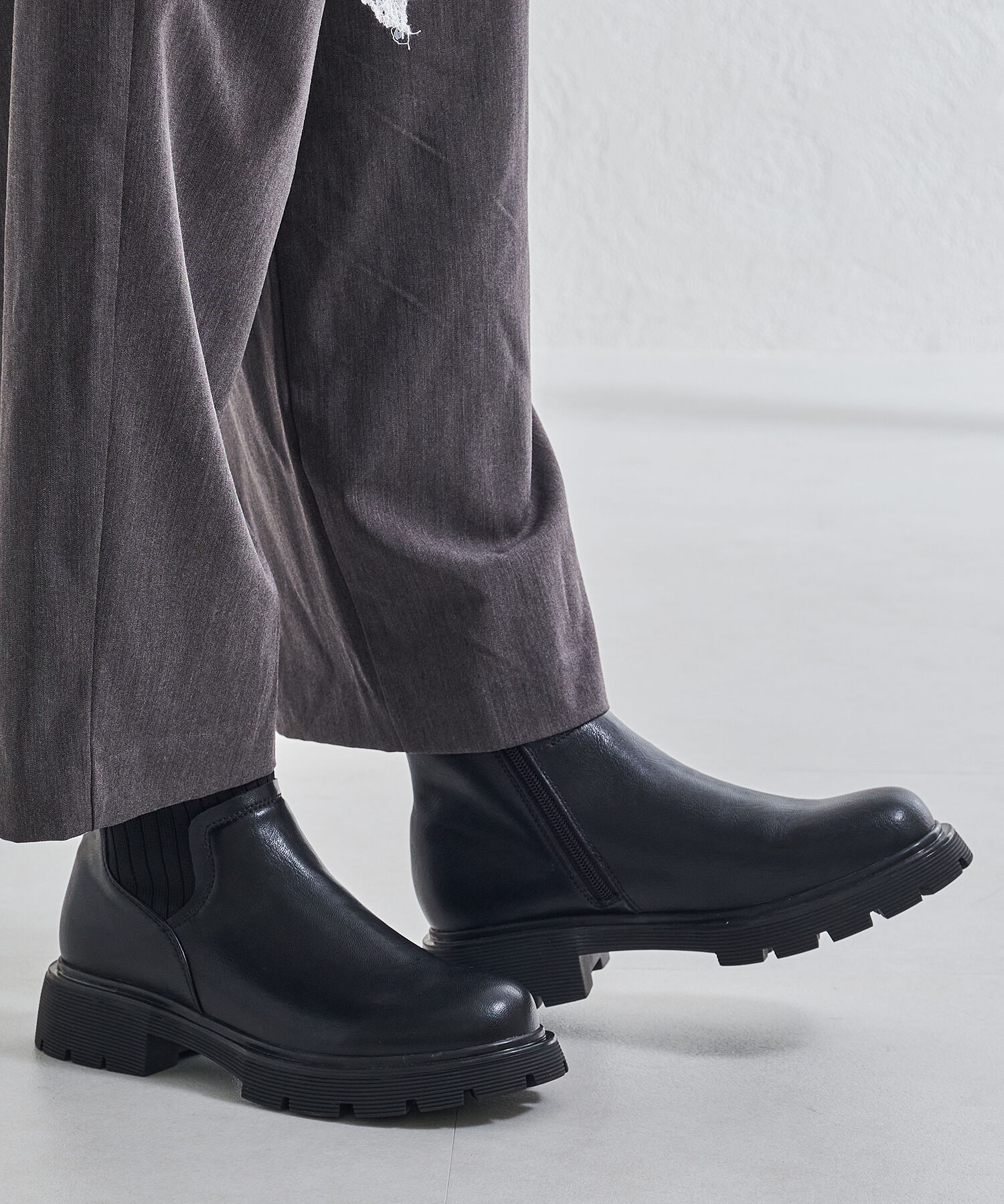 ORiental TRaffic「●2024秋冬新作●ニットドッキングタンクソールブーツ/41439」|ショートブーツ|