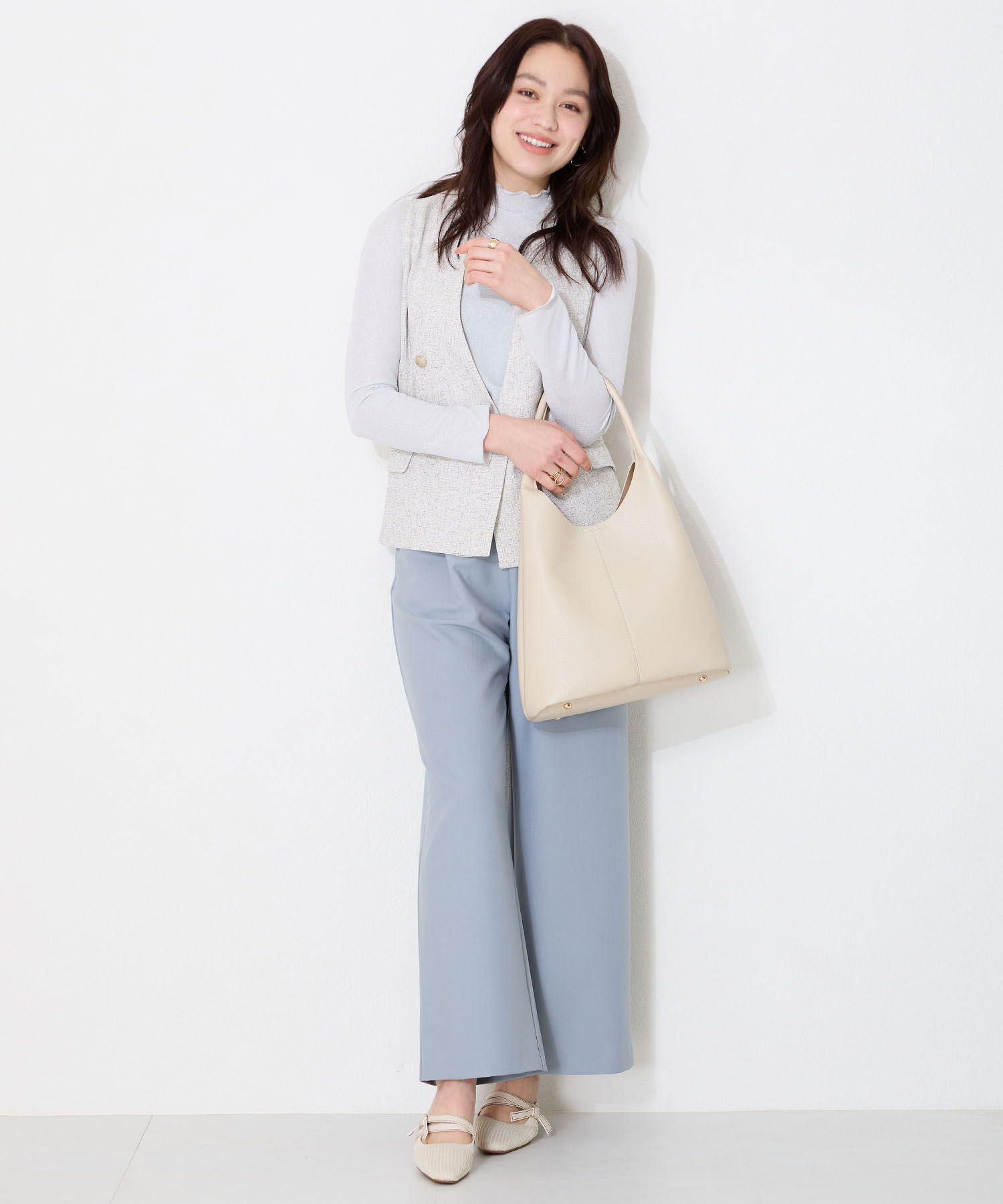 ORiental TRaffic「●2025春夏新作●ニット&times;リボンミュールパンプス/51120 パンプス ミュール ニット 人気 売れてる」|パンプス|