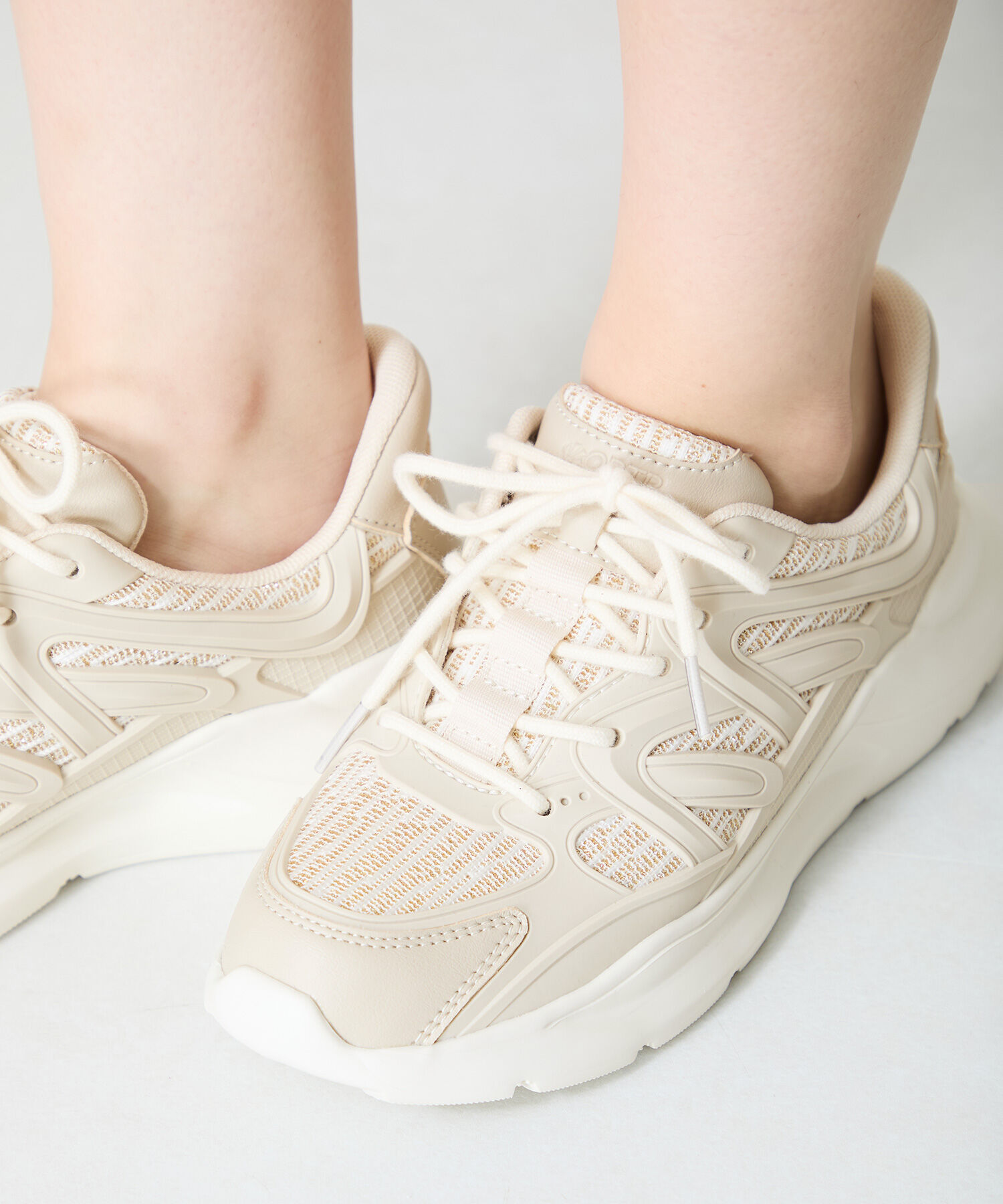 ORiental TRaffic「●2025春夏新作●ラバーパーツ&times;ラメ織りレーススニーカー/OT3760」|スニーカー|