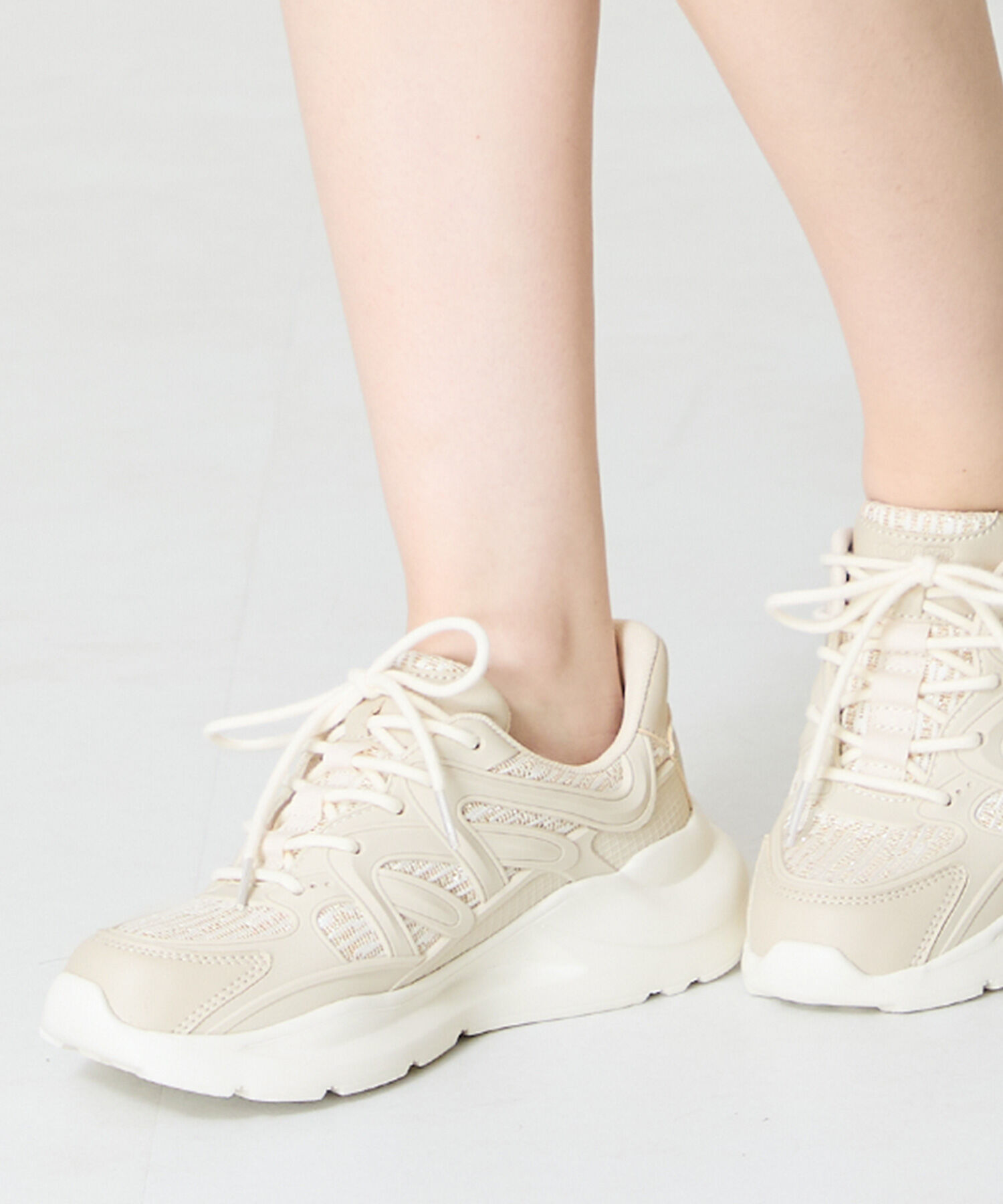 ORiental TRaffic「●2025春夏新作●ラバーパーツ&times;ラメ織りレーススニーカー/OT3760」|スニーカー|