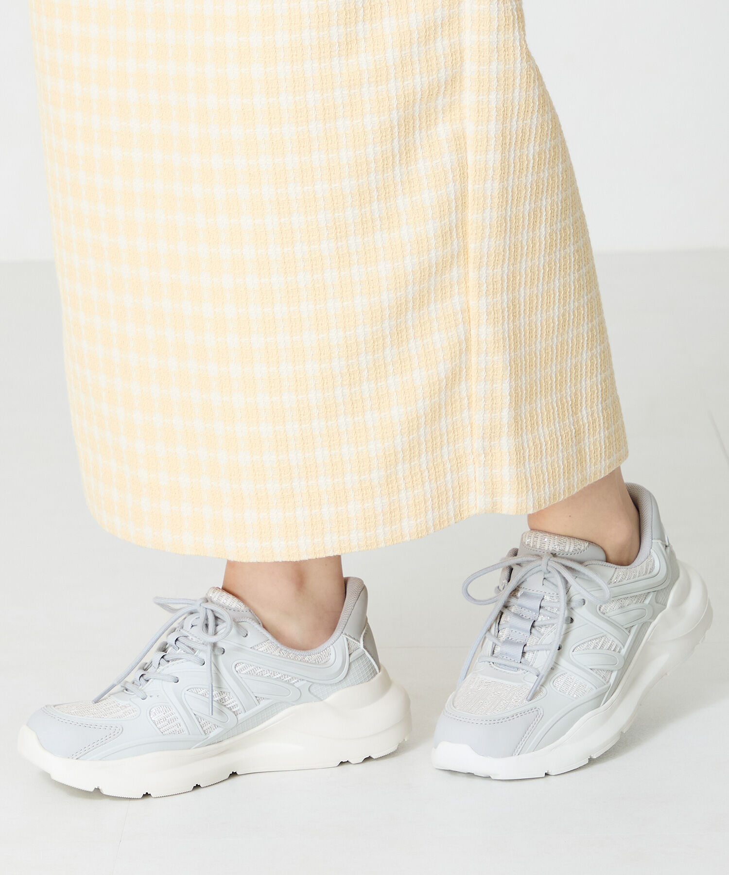 ORiental TRaffic「●2025春夏新作●ラバーパーツ&times;ラメ織りレーススニーカー/OT3760」|スニーカー|GREY