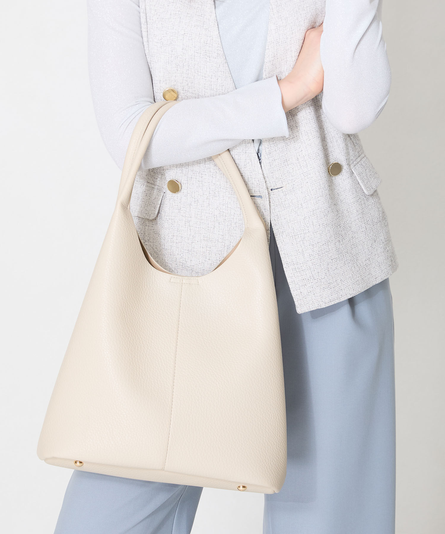 ORiental TRaffic「ショルダーホーボー バッグ /BA-257 ショルダーバッグ オフィスバッグ 大容量バッグ」|ショルダー・メッセンジャー|WHITE