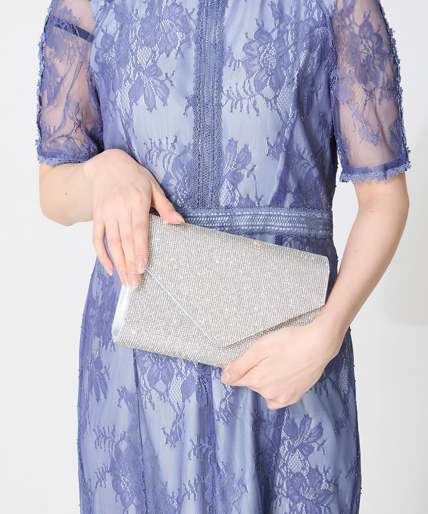 ORiental TRaffic「●2025春夏新作●ラインストーンエンベロープクラッチバッグ/MOB021」|ハンドバッグ|SILVER