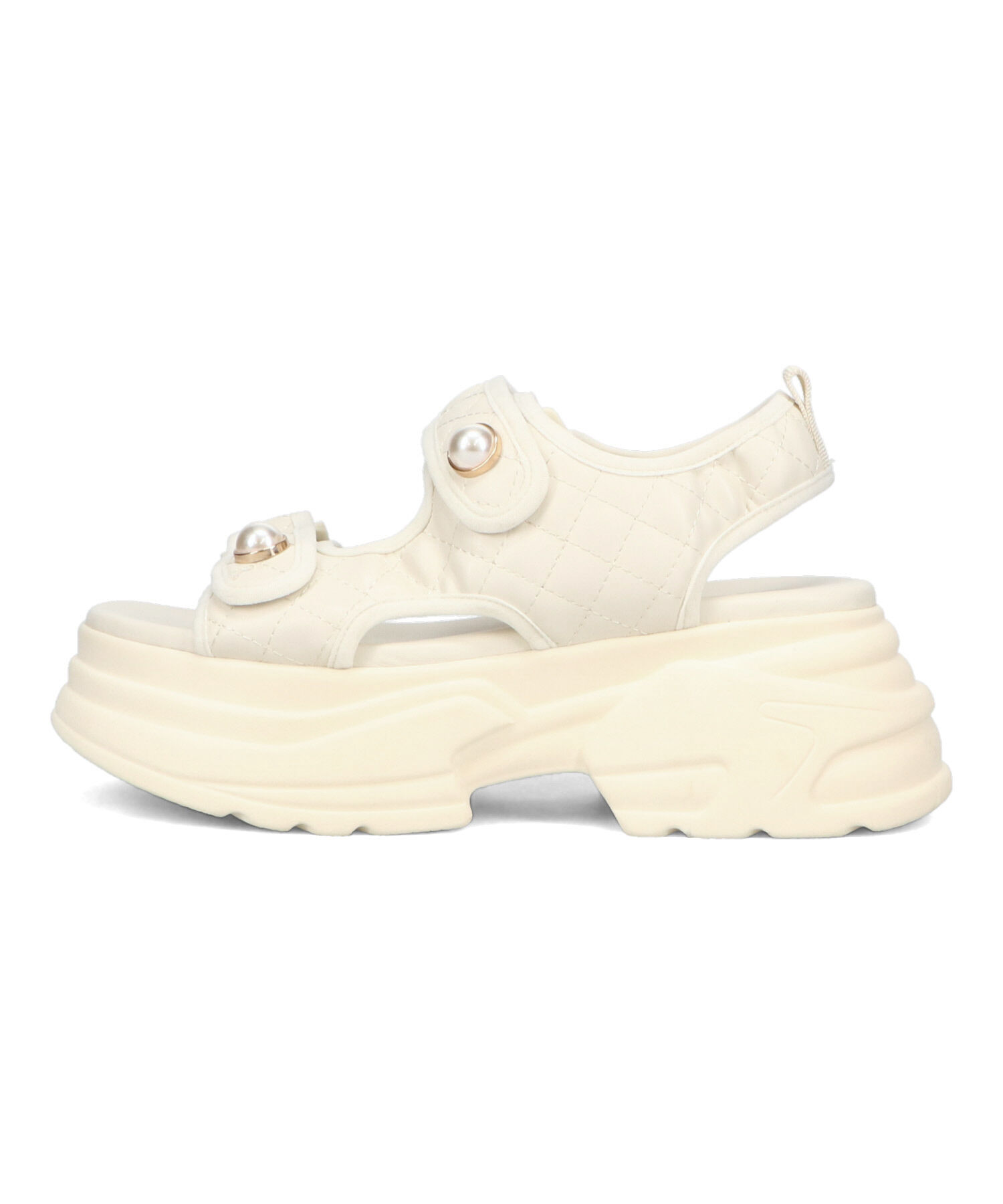 ORiental TRaffic「●2025春夏新作●キルティングパールボタン厚底サンダル/51213 サンダル 厚底 人気」|サンダル|