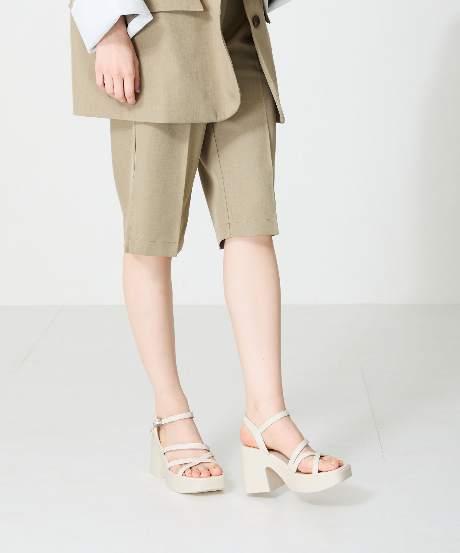 ORiental TRaffic「●2025春夏新作●ナローストラップ厚底ヒールサンダル/51203 サンダル 厚底 ヒール9.3cm 人気 トレンド」|サンダル|