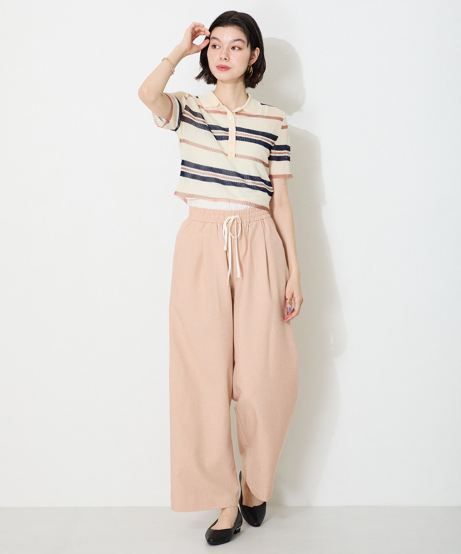 ORiental TRaffic「【WEB限定】アシンメトリーデザイン フラット パンプス /55102 通勤靴 すっきりシルエット」|パンプス|