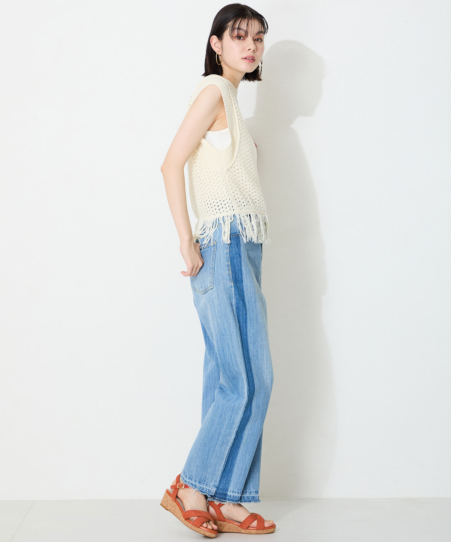 WA Oriental TRaffic「●2025春夏新作●アーモンドトゥクロスウエッジサンダル/52201 サンダル トレンド 人気 クッション」|サンダル|