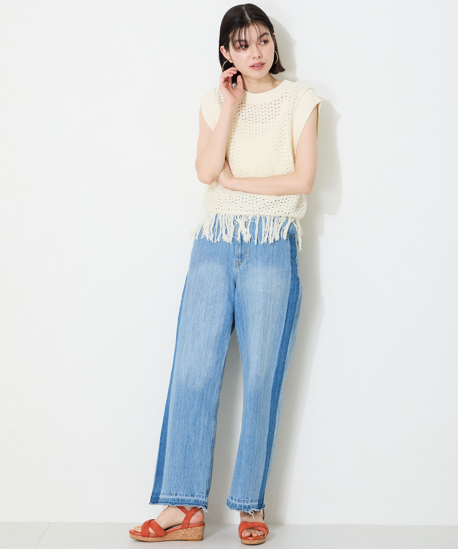 WA Oriental TRaffic「●2025春夏新作●アーモンドトゥクロスウエッジサンダル/52201 サンダル トレンド 人気 クッション」|サンダル|