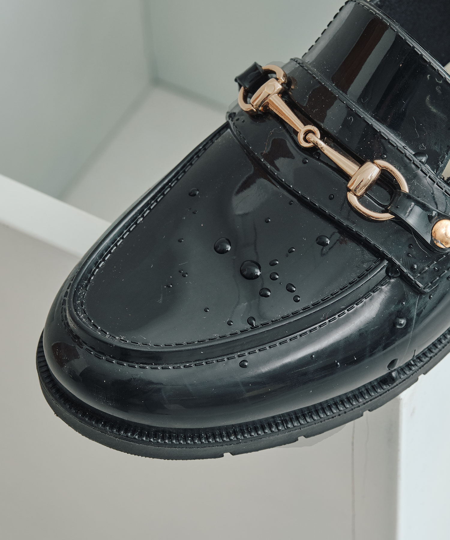 ORiental TRaffic「【防水】ビットモチーフ PVC レイン ローファー /R-1021 柔らかい 通勤 ゆったり」|パンプス|