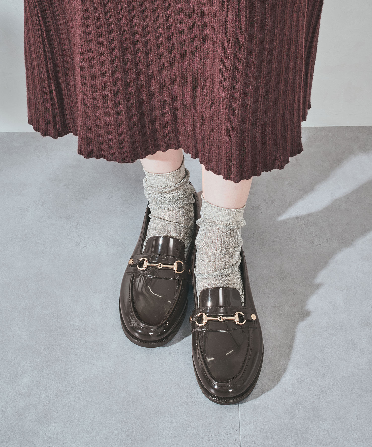 ORiental TRaffic「【防水】ビットモチーフ PVC レイン ローファー /R-1021 柔らかい 通勤 ゆったり」|パンプス|BROWN