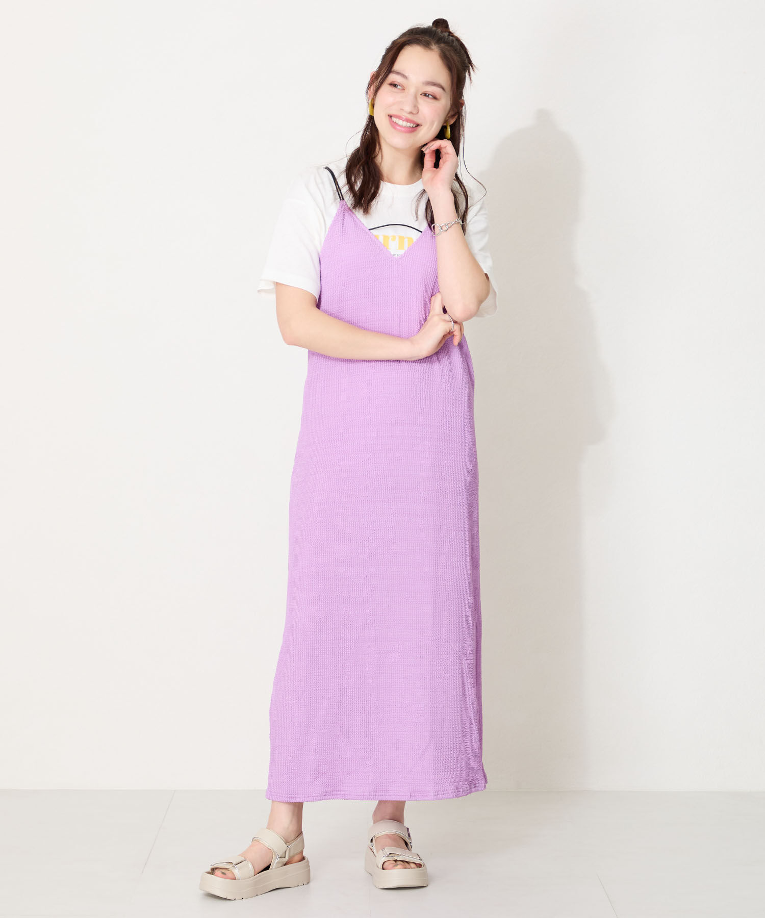 ORiental TRaffic「【Fit meサンダル】メタルパーツ厚底サンダル/51226 サンダル 軽い 人気 トレンド 再入荷」|サンダル|