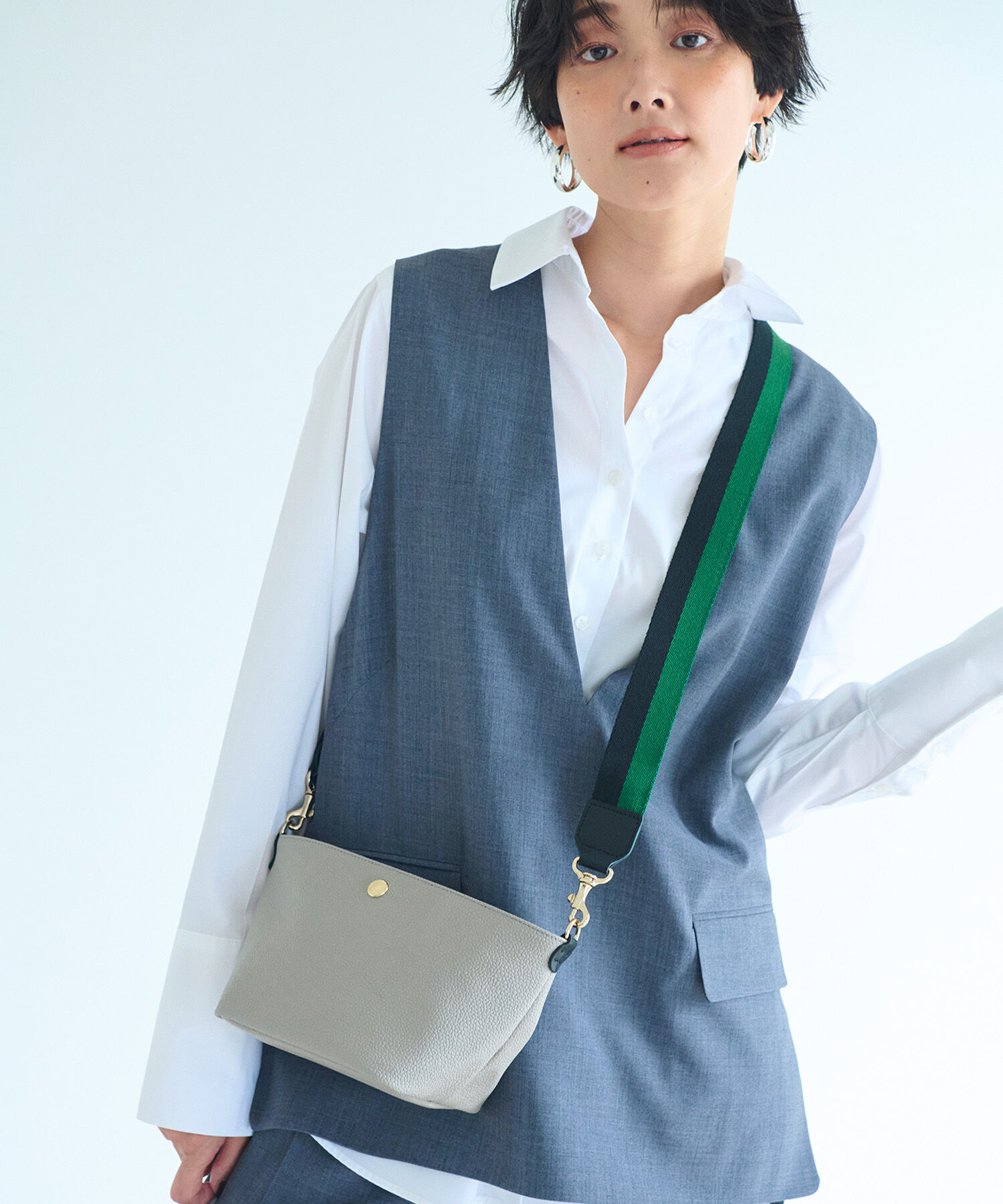 TOPKAPI BREATH「【Breath TOPKAPI】SCOTCH GRAIN スコッチグレイン プレーン バイカラー ミニ ショルダーバッグ」|ショルダー・メッセンジャー|グレージュ