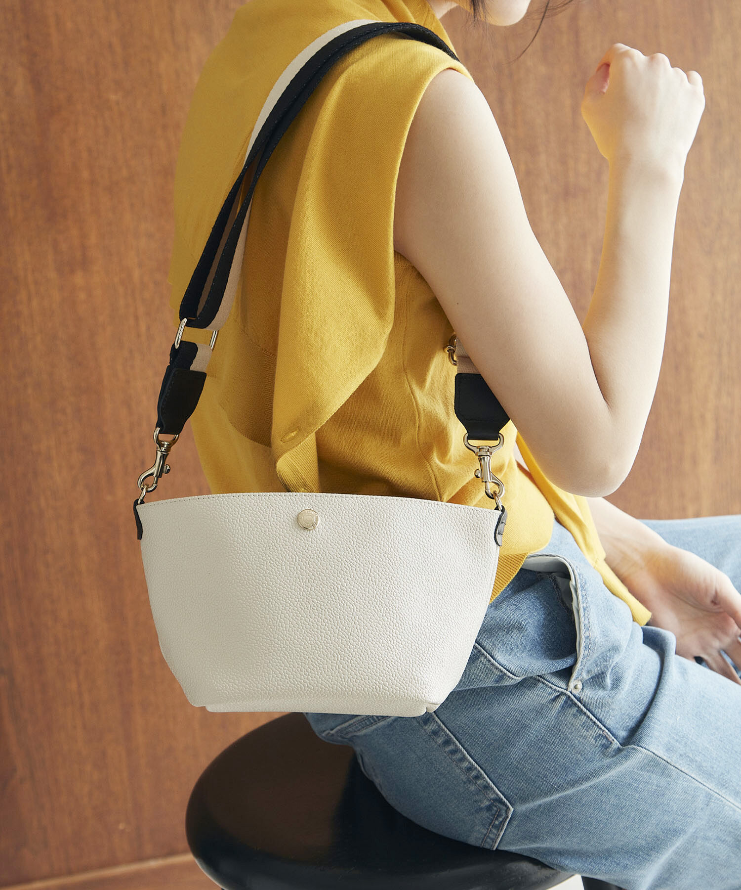 TOPKAPI BREATH「【Breath TOPKAPI】SCOTCH GRAIN スコッチグレイン プレーン バイカラー ミニ ショルダーバッグ」|ショルダー・メッセンジャー|クリーム