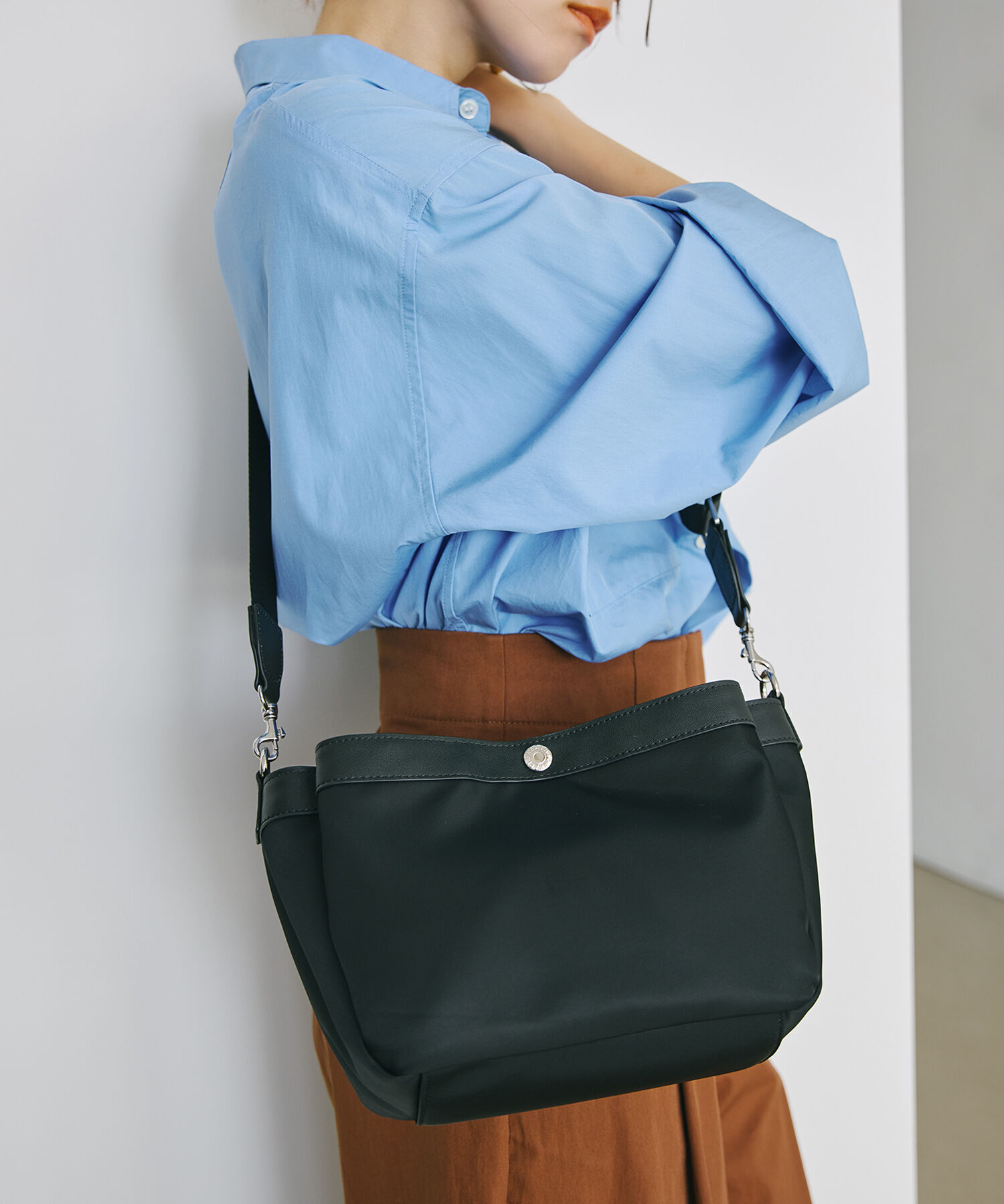 TOPKAPI BREATH「【Breath TOPKAPI】防水ナイロン レザーコンビ ショルダーバッグ」|ショルダー・メッセンジャー|ブラック