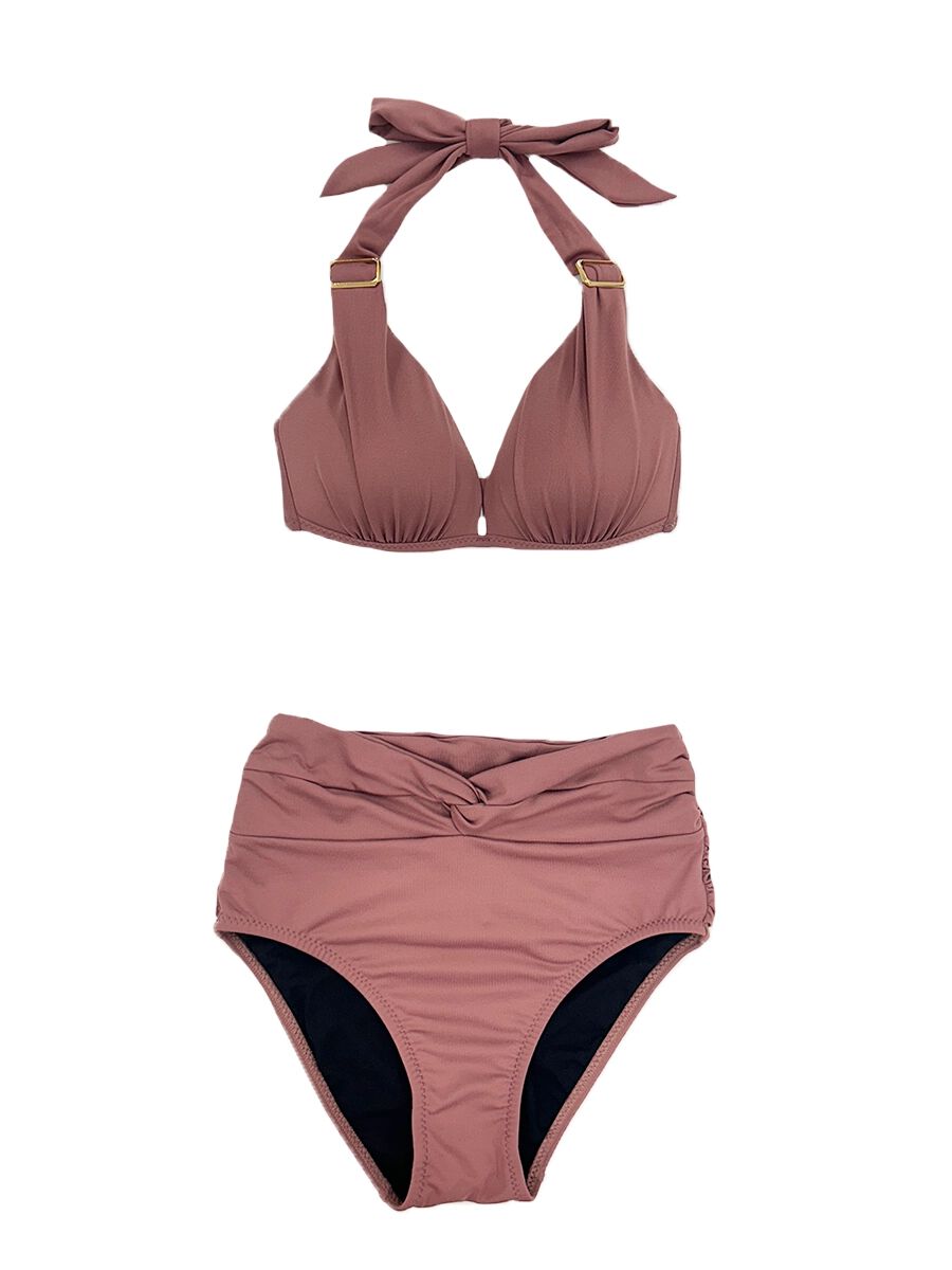 PEAK&PINE「無地サッシュホルターネックハイウエストビキニ【A～Dカップ対応】」|ビキニ|