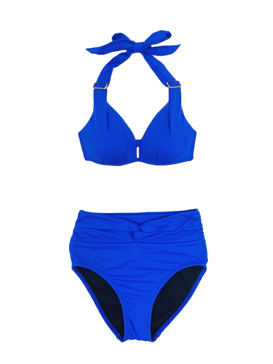 PEAK&PINE「無地サッシュホルターネックハイウエストビキニ【A～Dカップ対応】」|ビキニ|