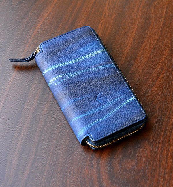 Kinuya Indigo「W409 本革　藍染め　絞り　Wallet」|財布|