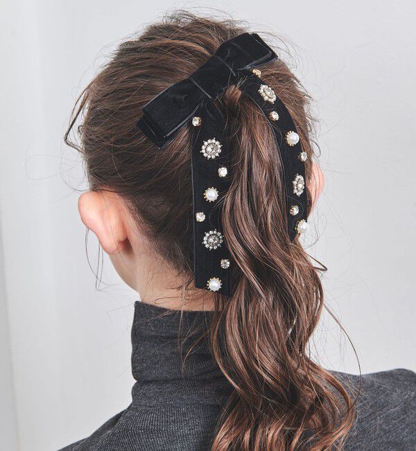 UNITED ARROWS「ビジュー リボン 2WAY ヘアクリップ」|その他|BLACK