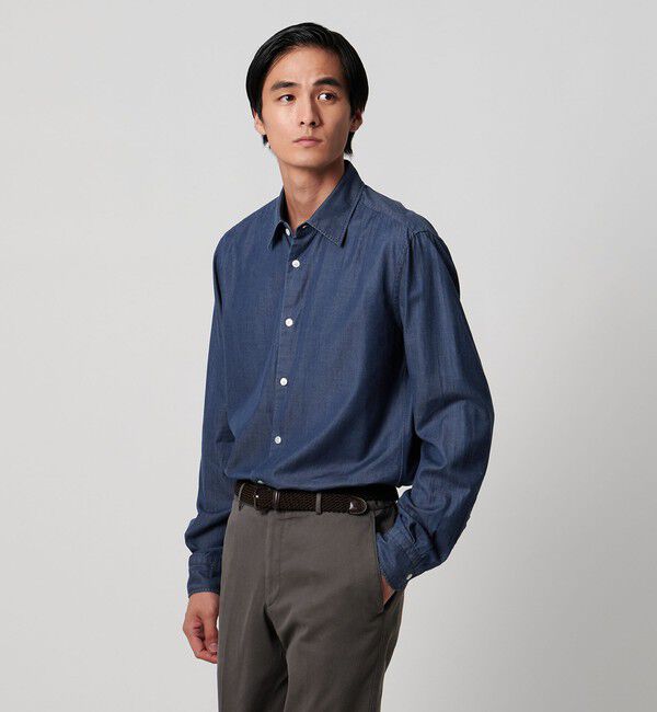 UNITED ARROWS「オーガニックコットン セミワイド ツイルデニムシャツ」|シャツ・ブラウス|NAVY