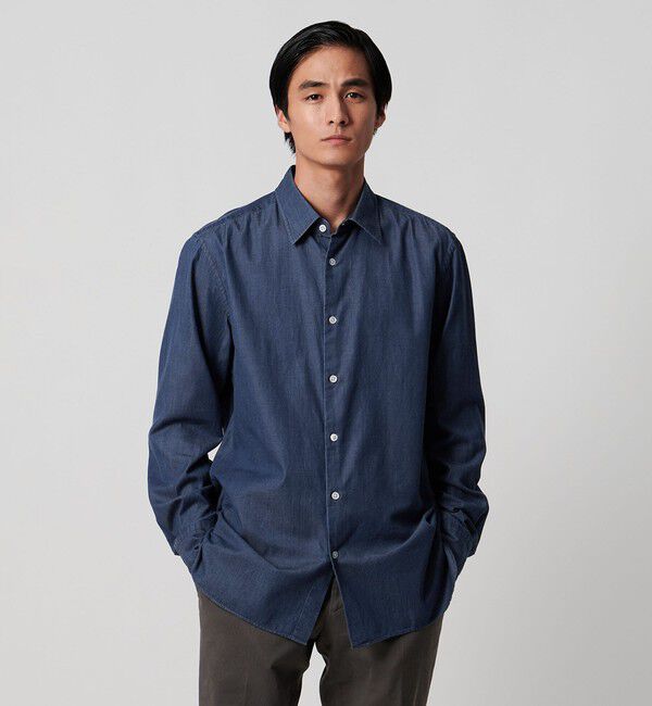 UNITED ARROWS「オーガニックコットン セミワイド ツイルデニムシャツ」|シャツ・ブラウス|