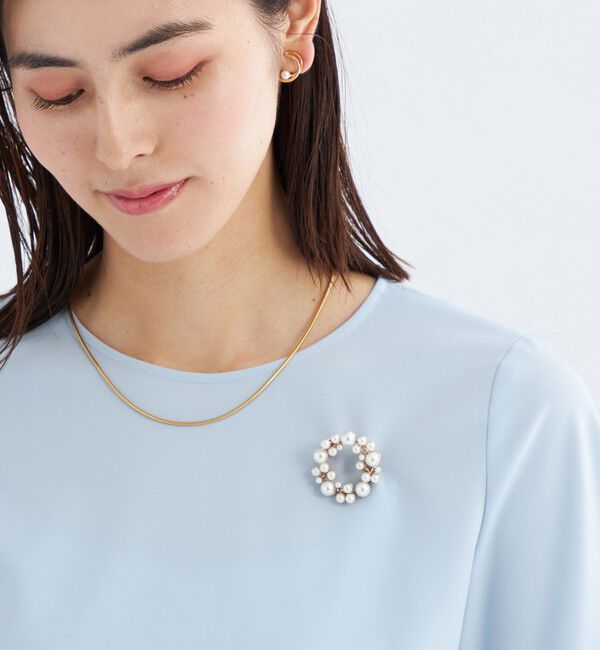 UNITED ARROWS green label relaxing「サークル フェイクパール ブローチ」|ブローチ・コサージュ|OFF WHITE