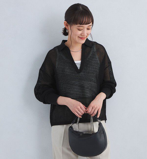 UNITED ARROWS green label relaxing「メッシュ スキッパー ニット プルオーバー -ウォッシャブル-」|ニット・セーター|