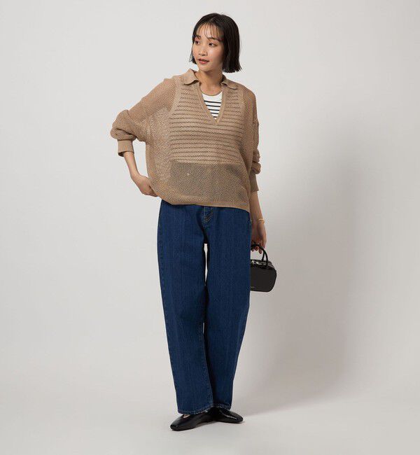 UNITED ARROWS green label relaxing「メッシュ スキッパー ニット プルオーバー -ウォッシャブル-」|ニット・セーター|