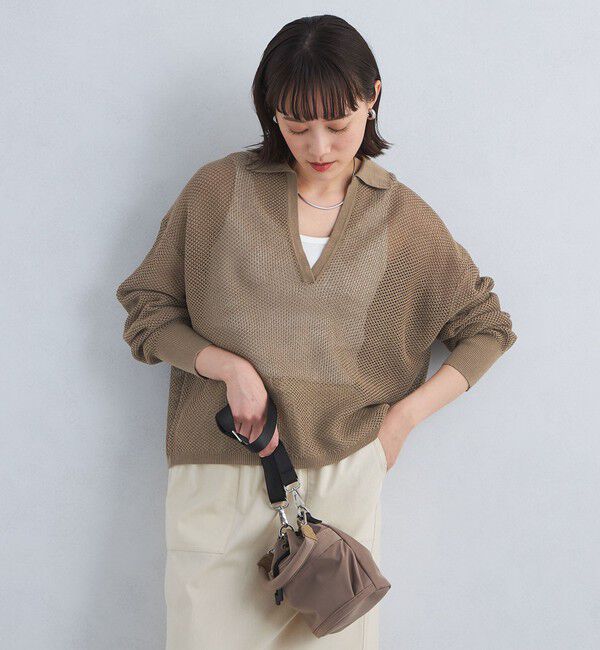 UNITED ARROWS green label relaxing「メッシュ スキッパー ニット プルオーバー -ウォッシャブル-」|ニット・セーター|