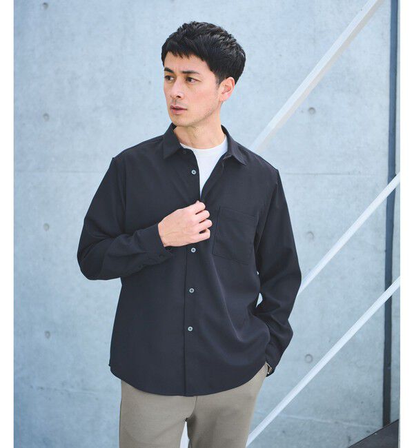 UNITED ARROWS green label relaxing「【WEB限定】JUST fit ソフトドレープ 長袖 シャツ」|シャツ・ブラウス|NAVY