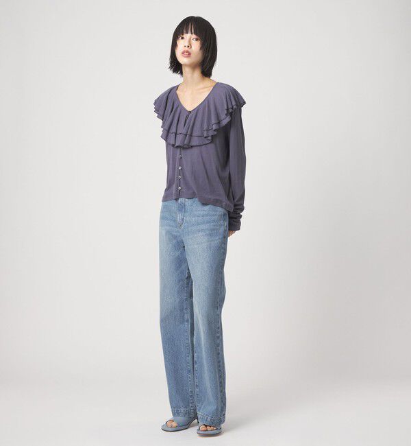 EMMEL REFINES「＜EMMEL REFINES＞EM ハイウエスト ルーズ フレアデニム パンツ」|チノ|