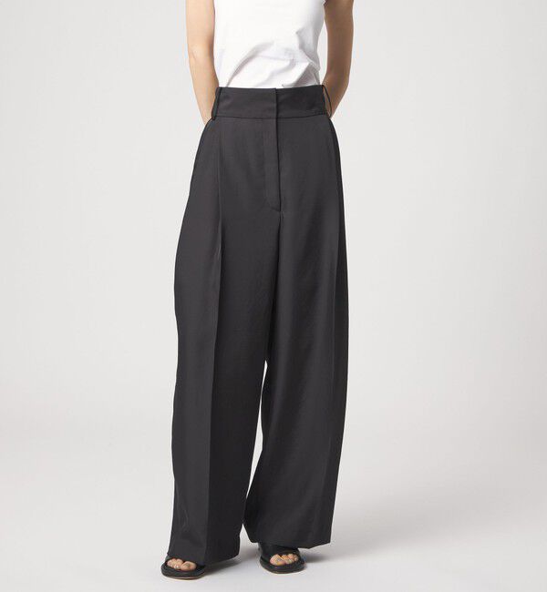 EMMEL REFINES「＜EMMEL REFINES＞EM LT/ツイル 2タック トロミパンツ」|チノ|BLACK