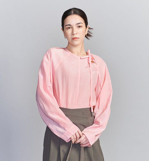 BEAUTY&YOUTH UNITED ARROWS「キュプラ リボンタイノーカラーブラウス」|シャツ・ブラウス|LT.PINK