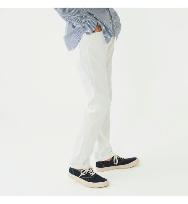 BEAMS「5 ポケット テーパード ピケ パンツ」|チノ|WHITE