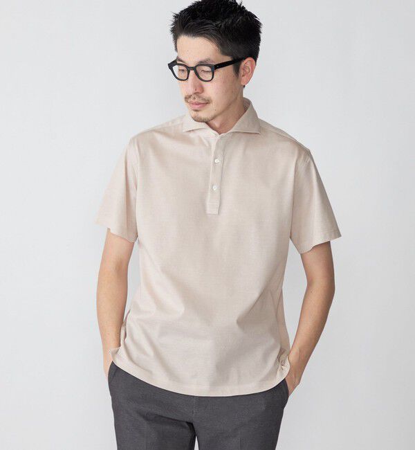 SHIPS「SHIPS：ALBINI 32ゲージ カノコ無地 ポロシャツ」|ポロシャツ|ベージュ