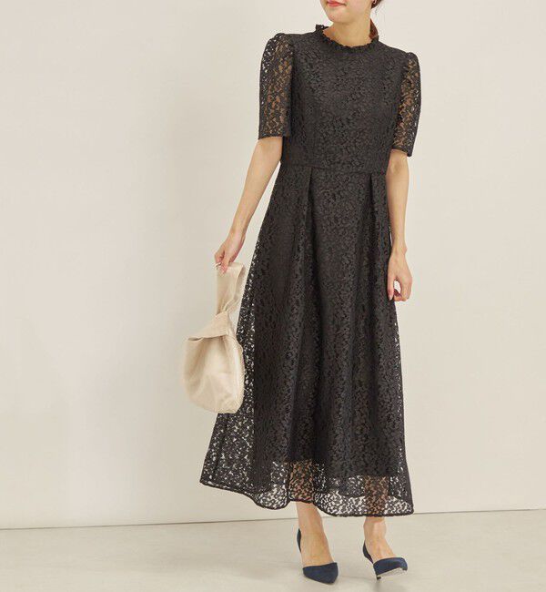 SHIPS for women「【SHIPS別注】kaene:コードレース ワンピース（セレモニー対応可）」|ワンピース|ブラック