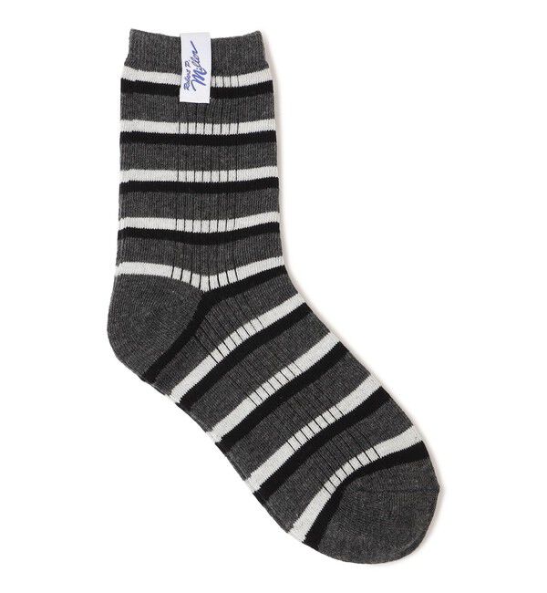 SHIPS any「Robert P.Miller: ボーダー リブ ソックス」|ソックス|ダークグレー