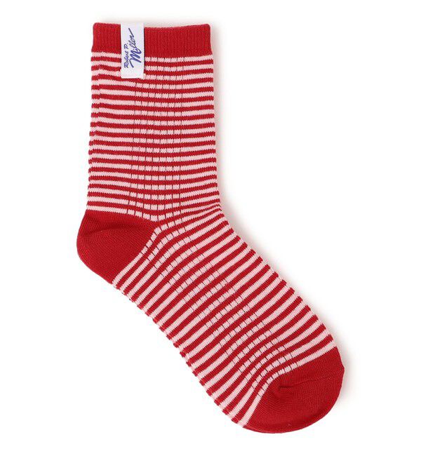 SHIPS any「Robert P.Miller: ボーダー リブ ソックス」|ソックス|ピンク